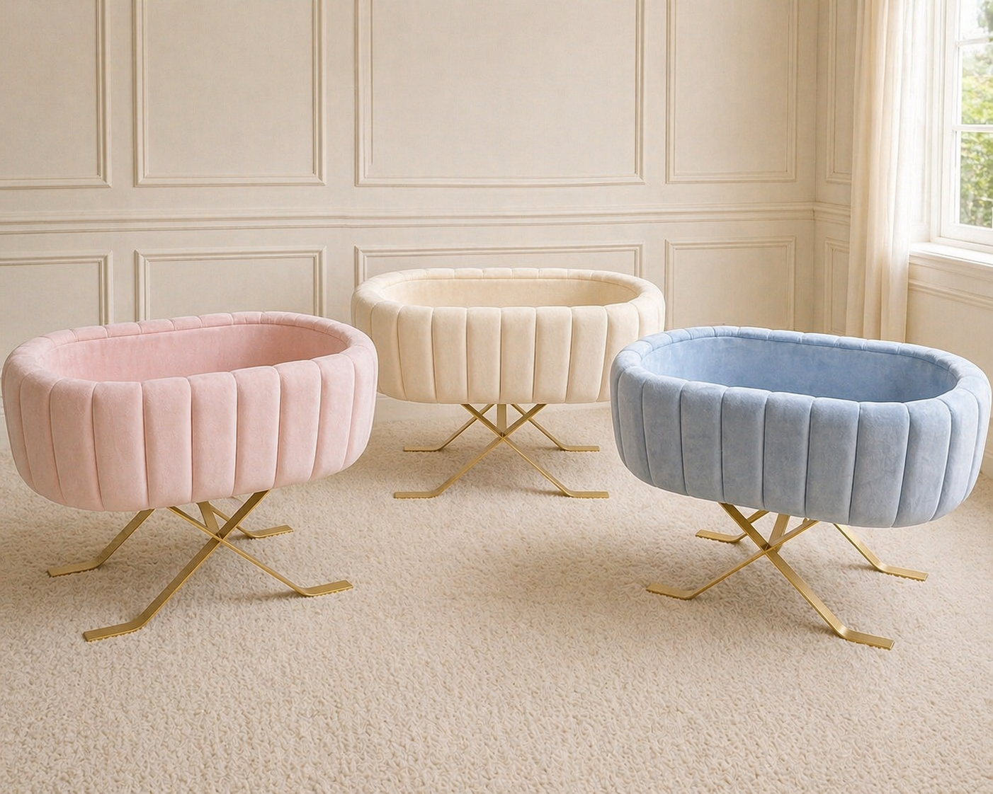 NEW Teddy Upholstered Bassinet - PRE ORDER JULY DELIVERY