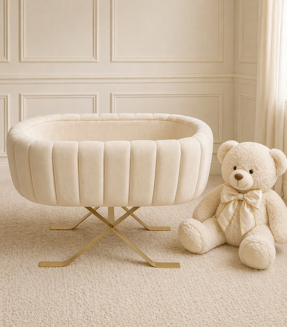 NEW Teddy Upholstered Bassinet - PRE ORDER JULY DELIVERY