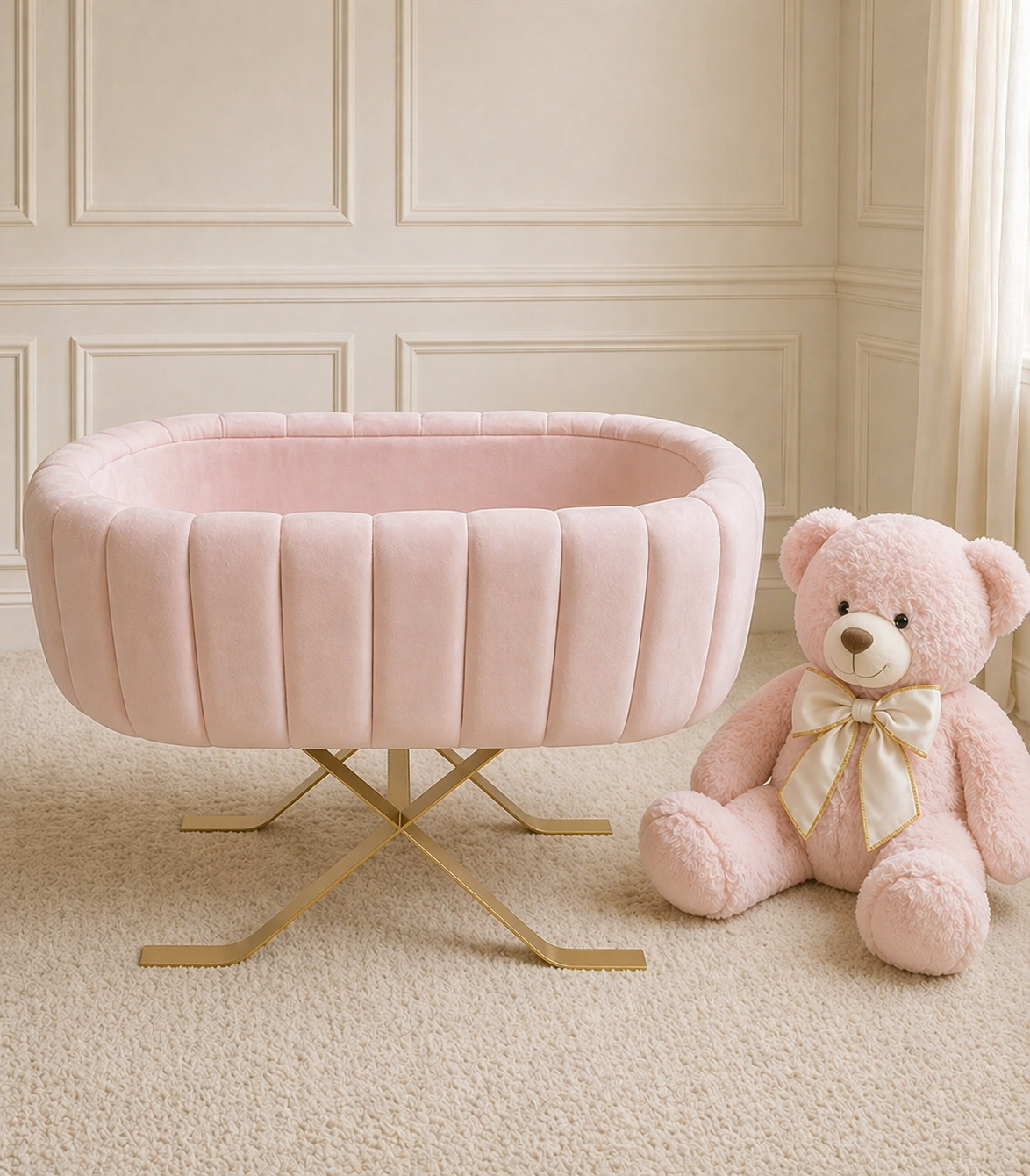 NEW Teddy Upholstered Bassinet - PRE ORDER JULY DELIVERY