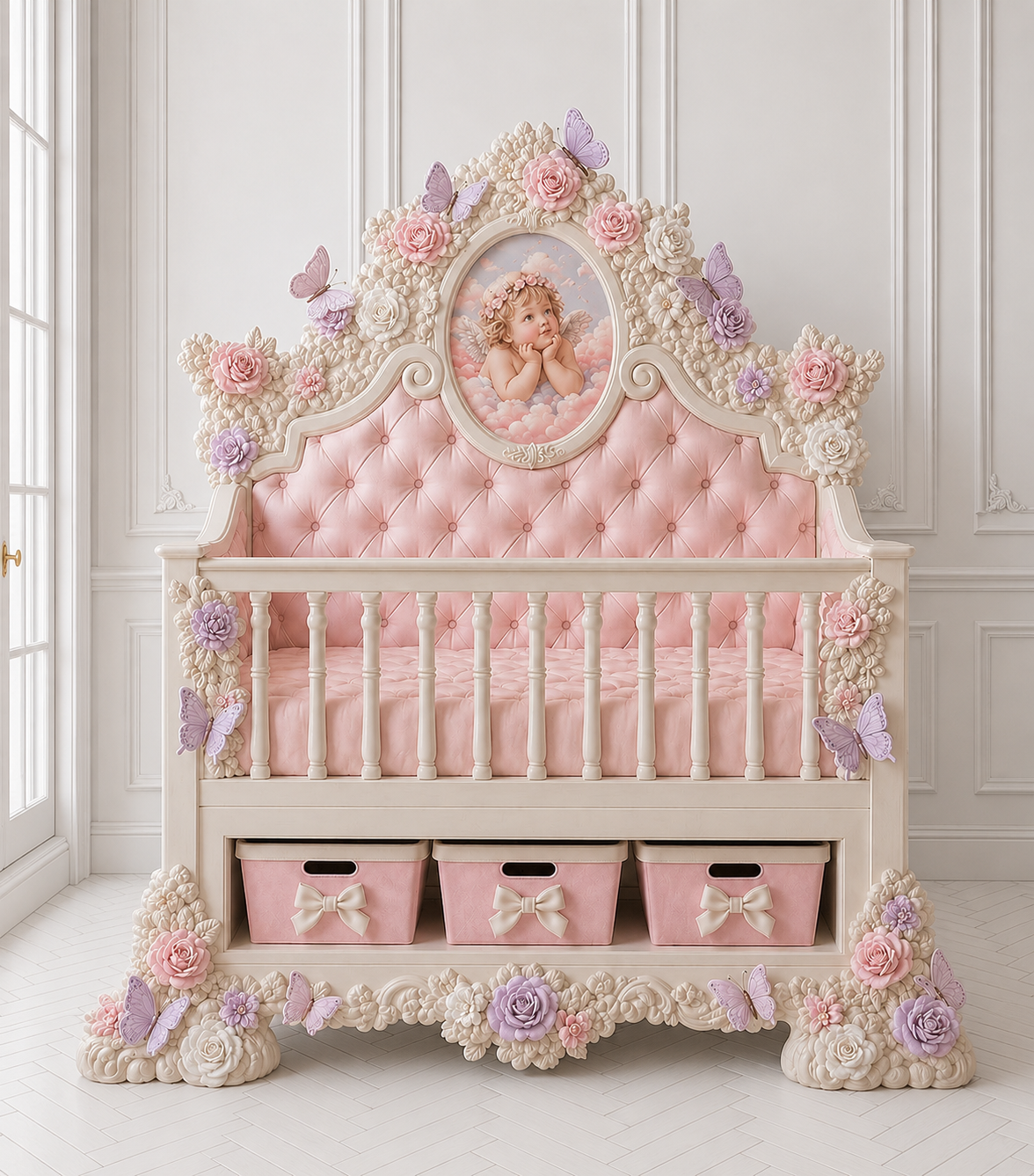 Cherub in bloom cot bed