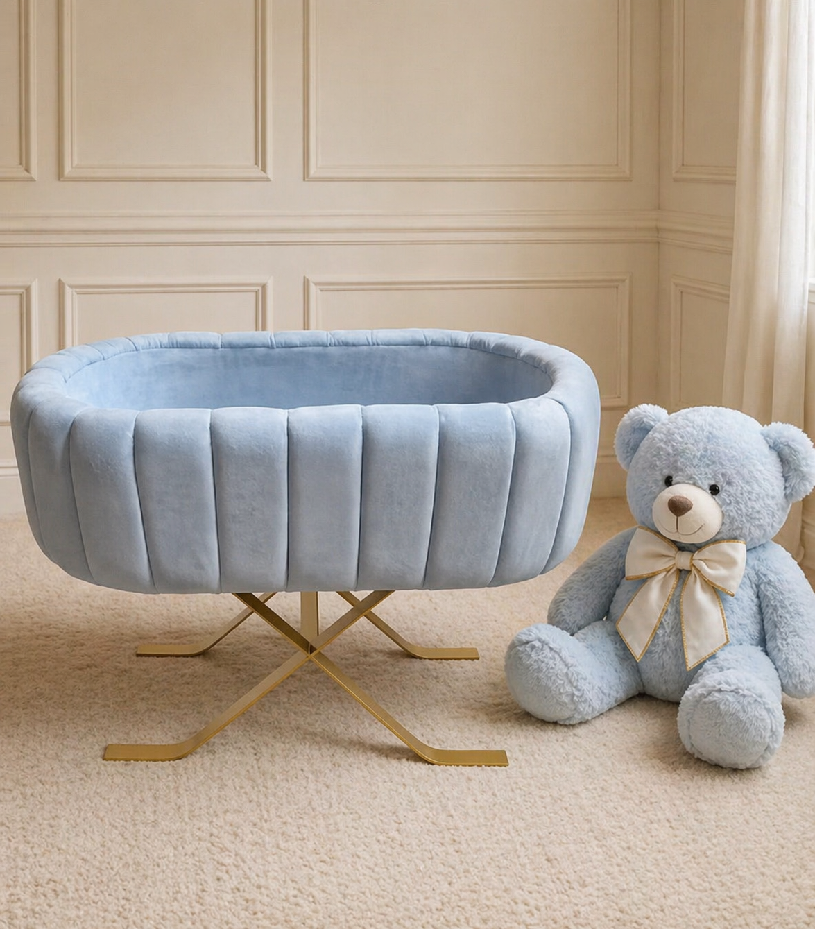 NEW Teddy Upholstered Bassinet - PRE ORDER JULY DELIVERY